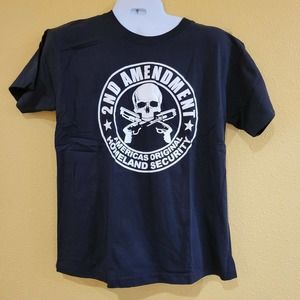 Skull T-SHIRT sz large black 2nd Amendment America's Original Homeland Security